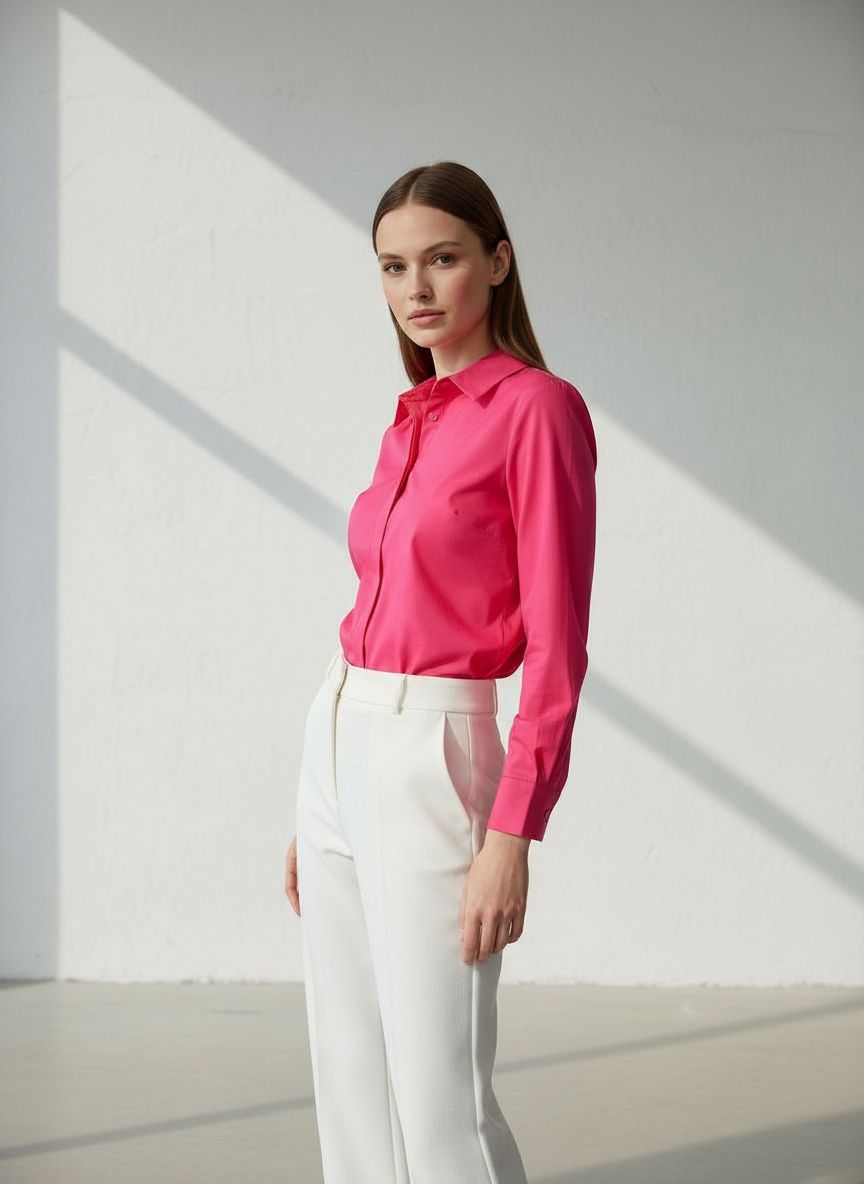 Kadın  Basic Gizli Düğme Gömlek