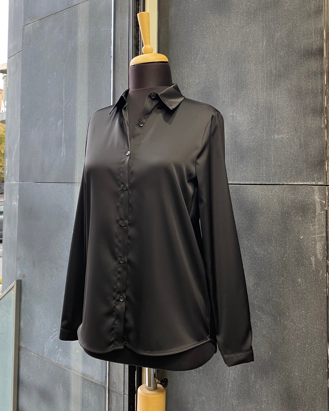 Büyük Beden İpek Saten Klasik Gömlek